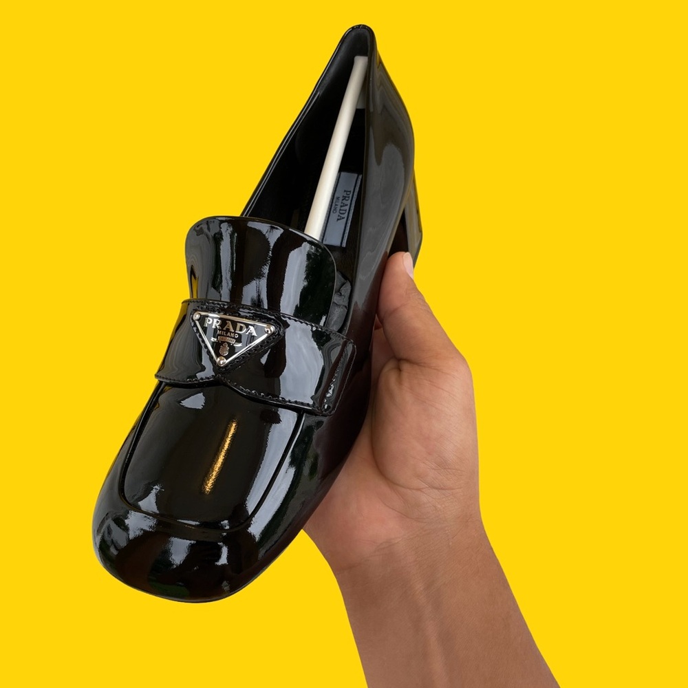 Brand new Prada loafer, never used, with box, 2 satin shoe bags, orig. package